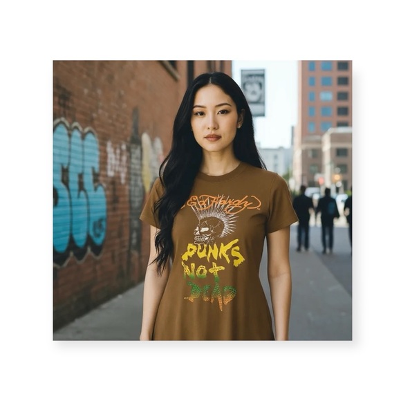 Ed Hardy Dresses & Skirts - new Ed Hardy ☻︎ Punks Not Dead ☻︎ Barefoot Tee T Shirt Dress ☻︎ Tattoo Crystals